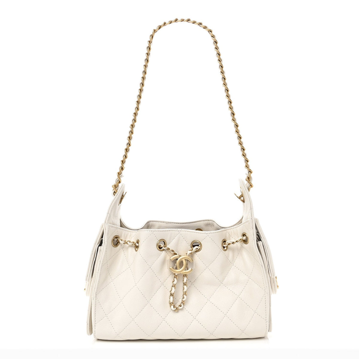 Caviar Quilted Mini Chanel 25 Handbag White