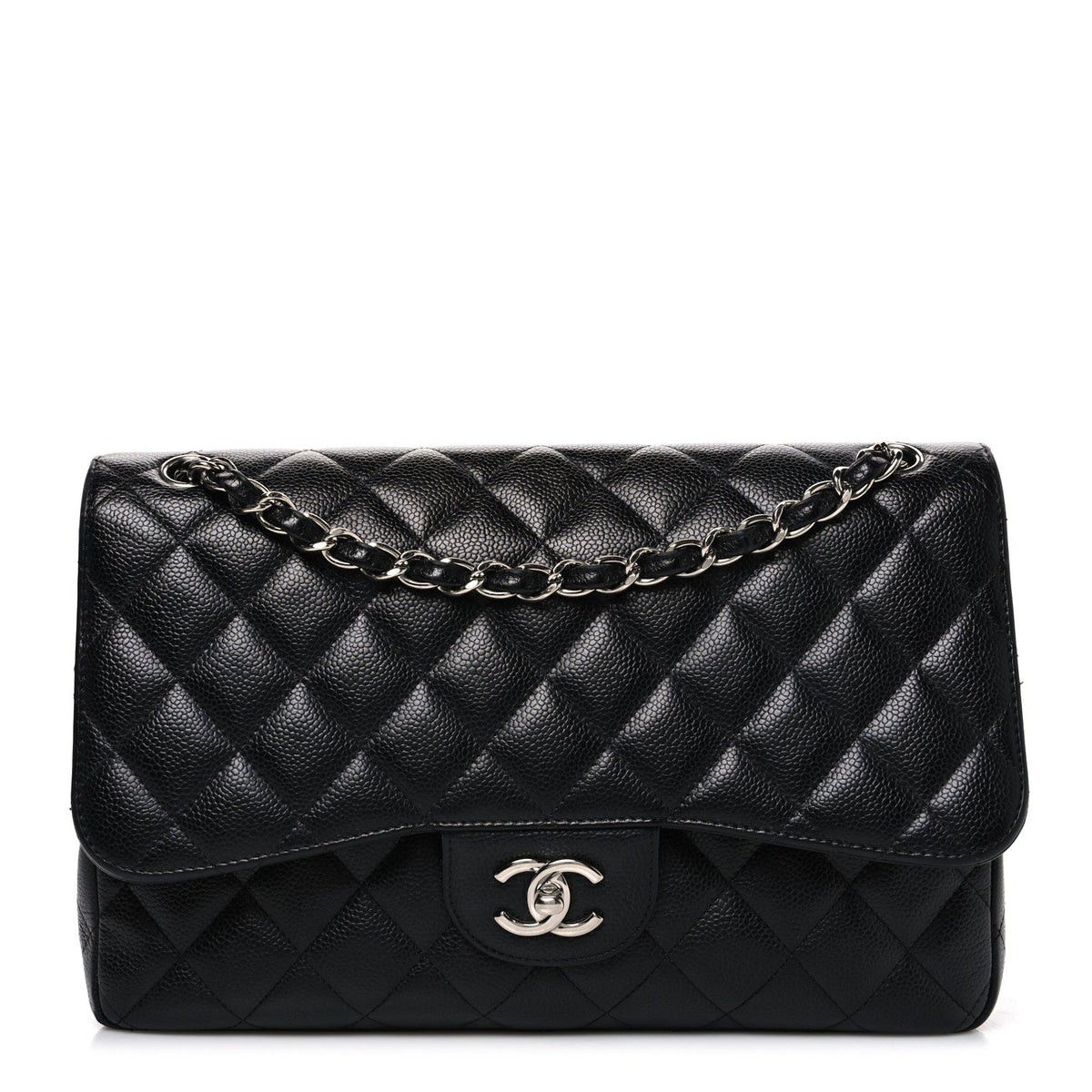 Caviar Quilted Jumbo Double Flap Black