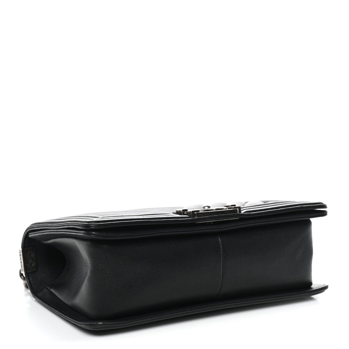 Lambskin Chevron Quilted Medium Boy Flap Black