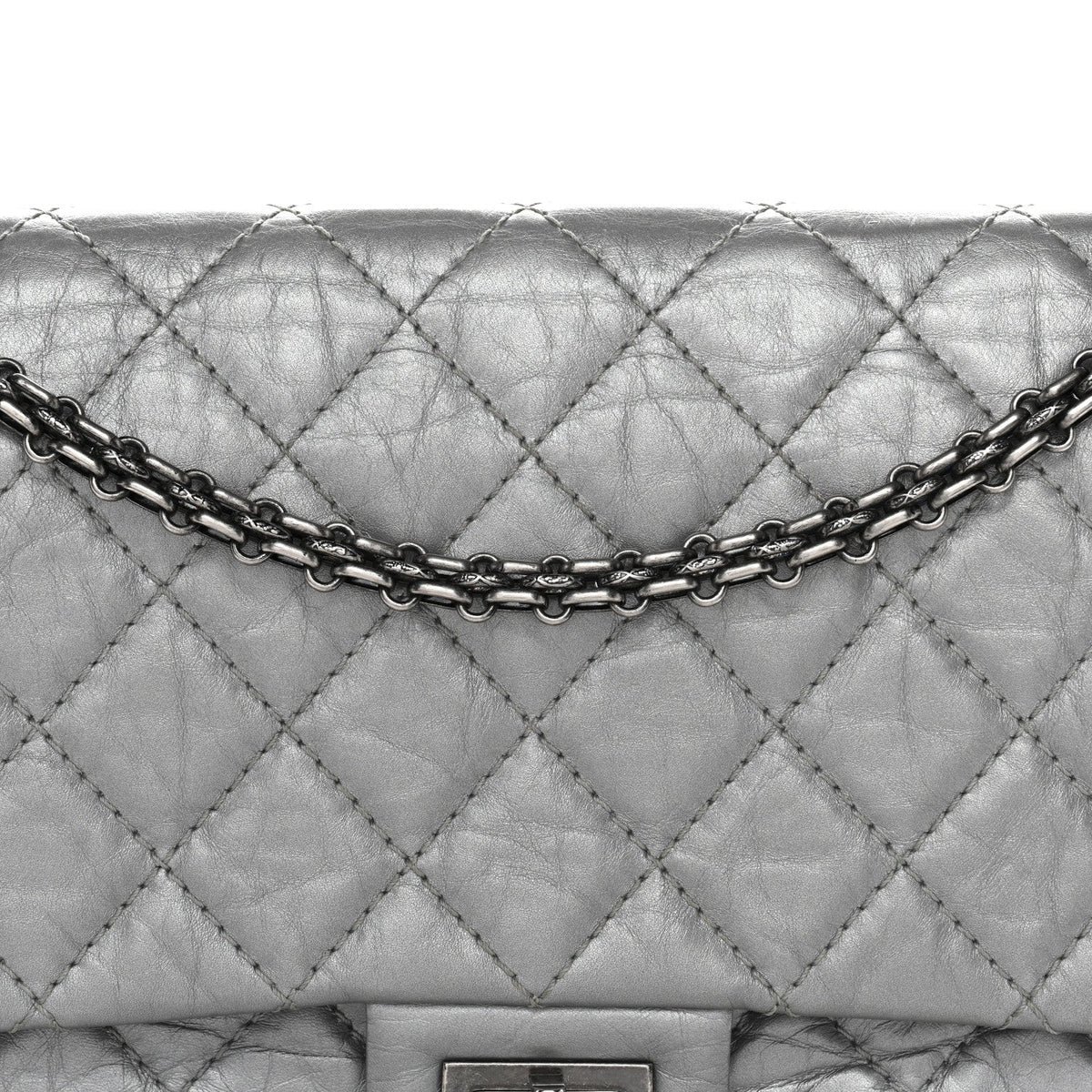 Metallic Aged Calfskin Quilted 2.55 Reissue 226 Flap Silver