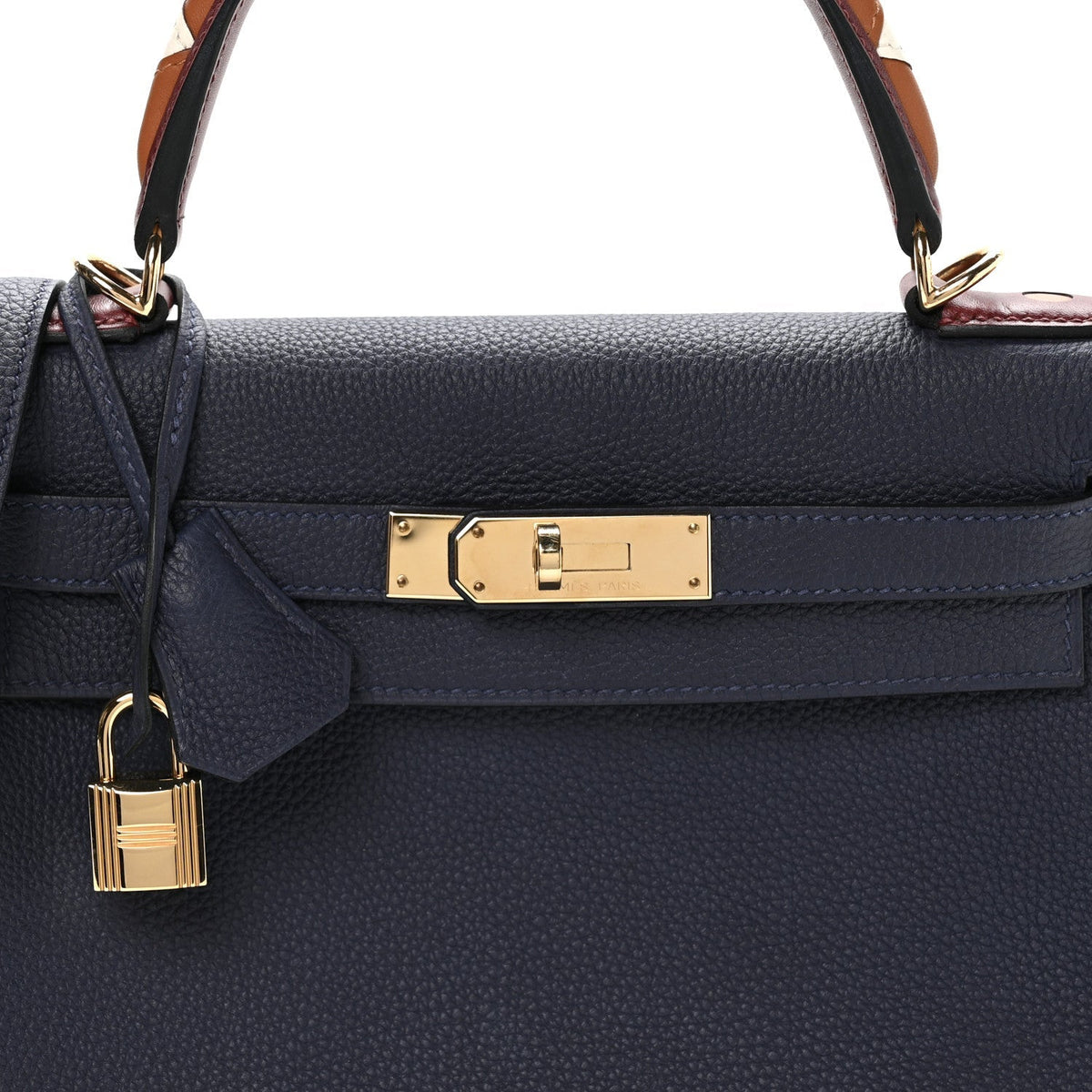 Togo Horseshoe Au Galop Kelly Retourne 28 Bleu Nuit Rouge H Fauve