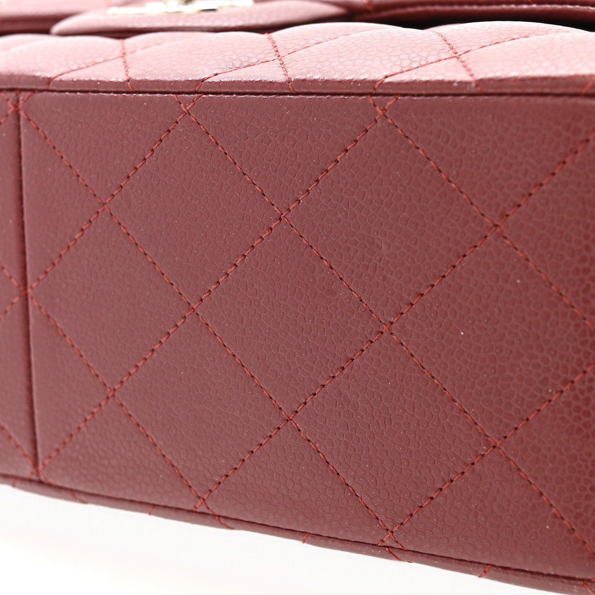 Caviar Quilted Jumbo Double Flap Dark Red