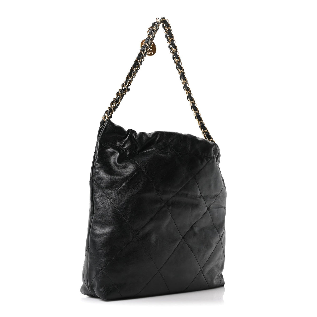 Shiny Calfskin Quilted Small Chanel 22 Black