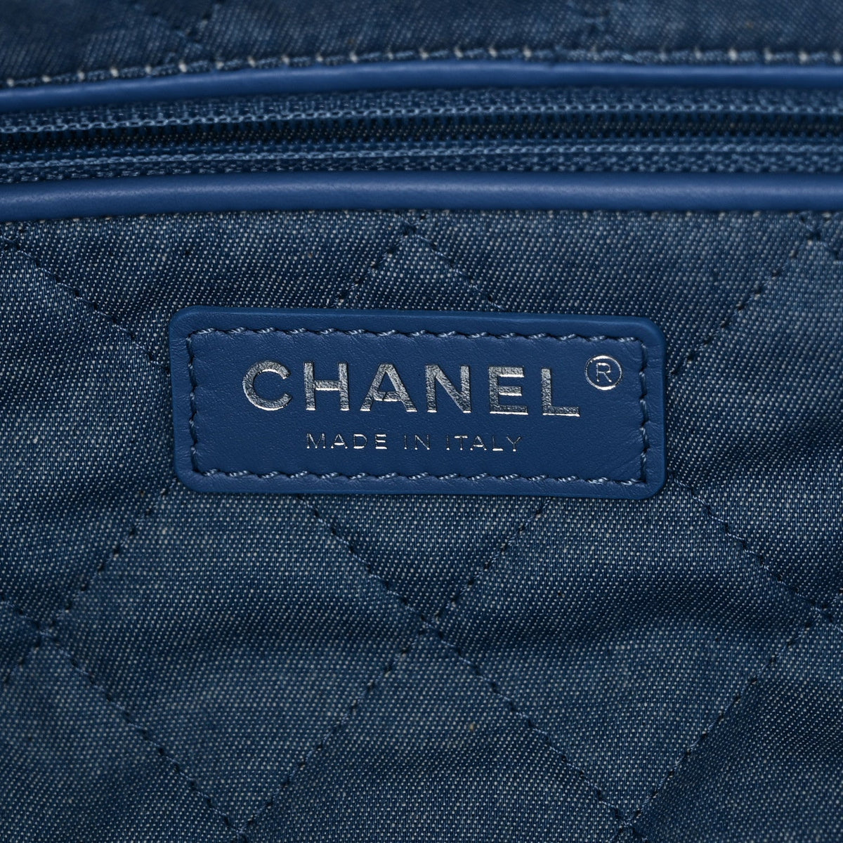 Denim Quilted Chanel 22 Blue