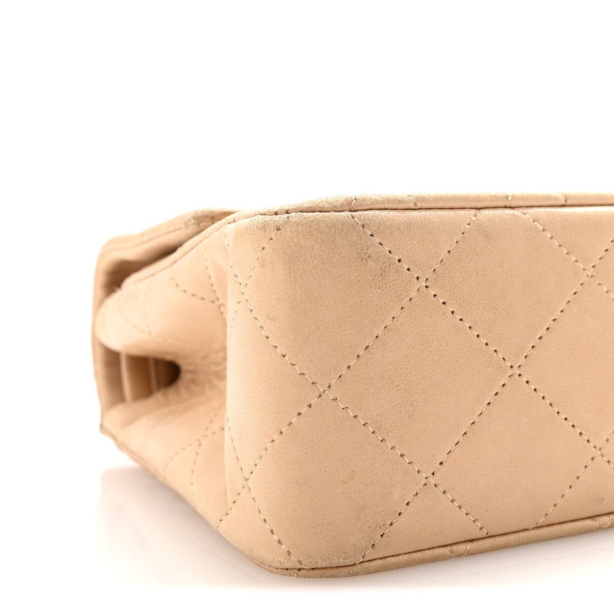 Lambskin Quilted Small Double Flap Beige