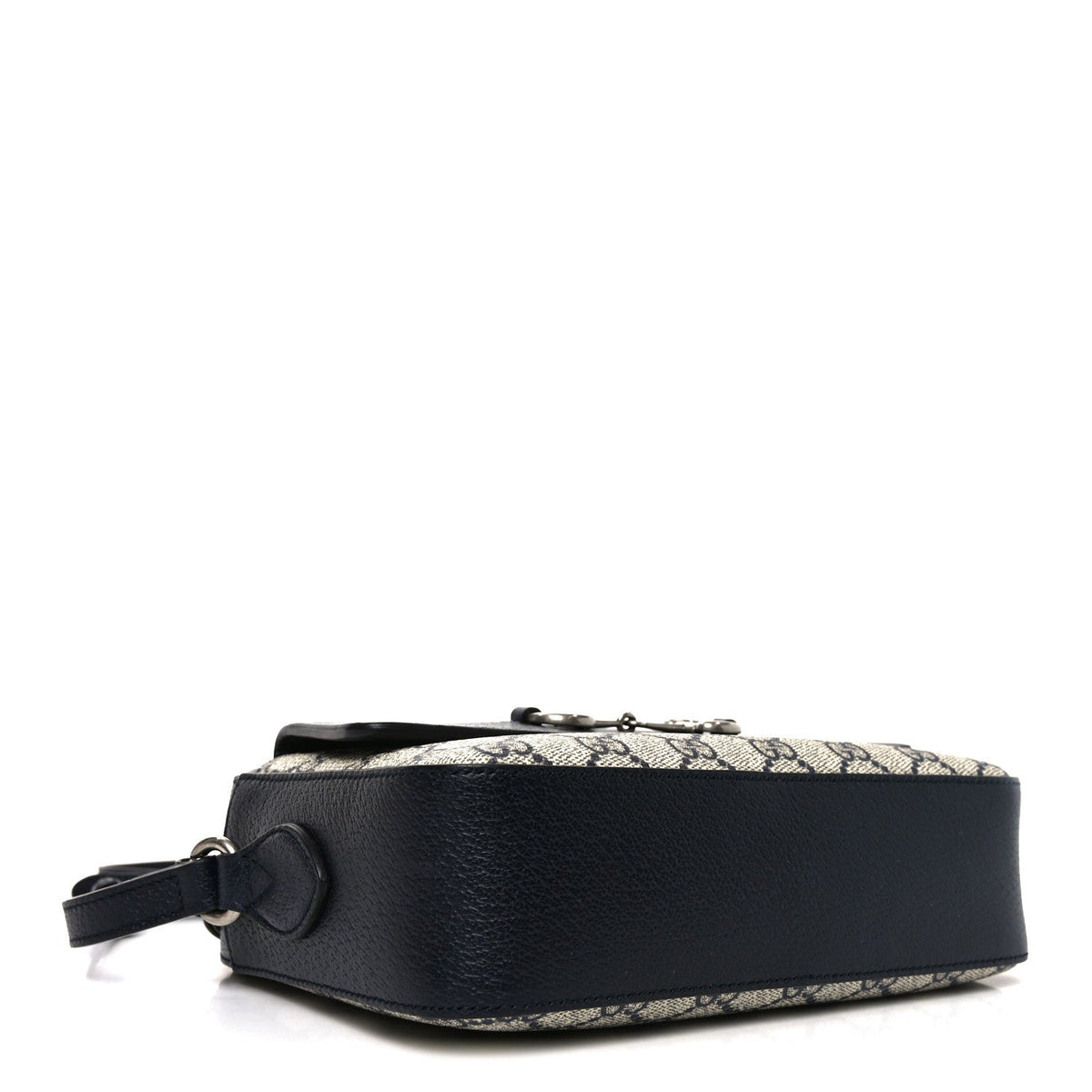 GG Supreme Monogram Textured Dollar Calfskin Small Horsebit 1955 Shoulder Bag Beige Blue