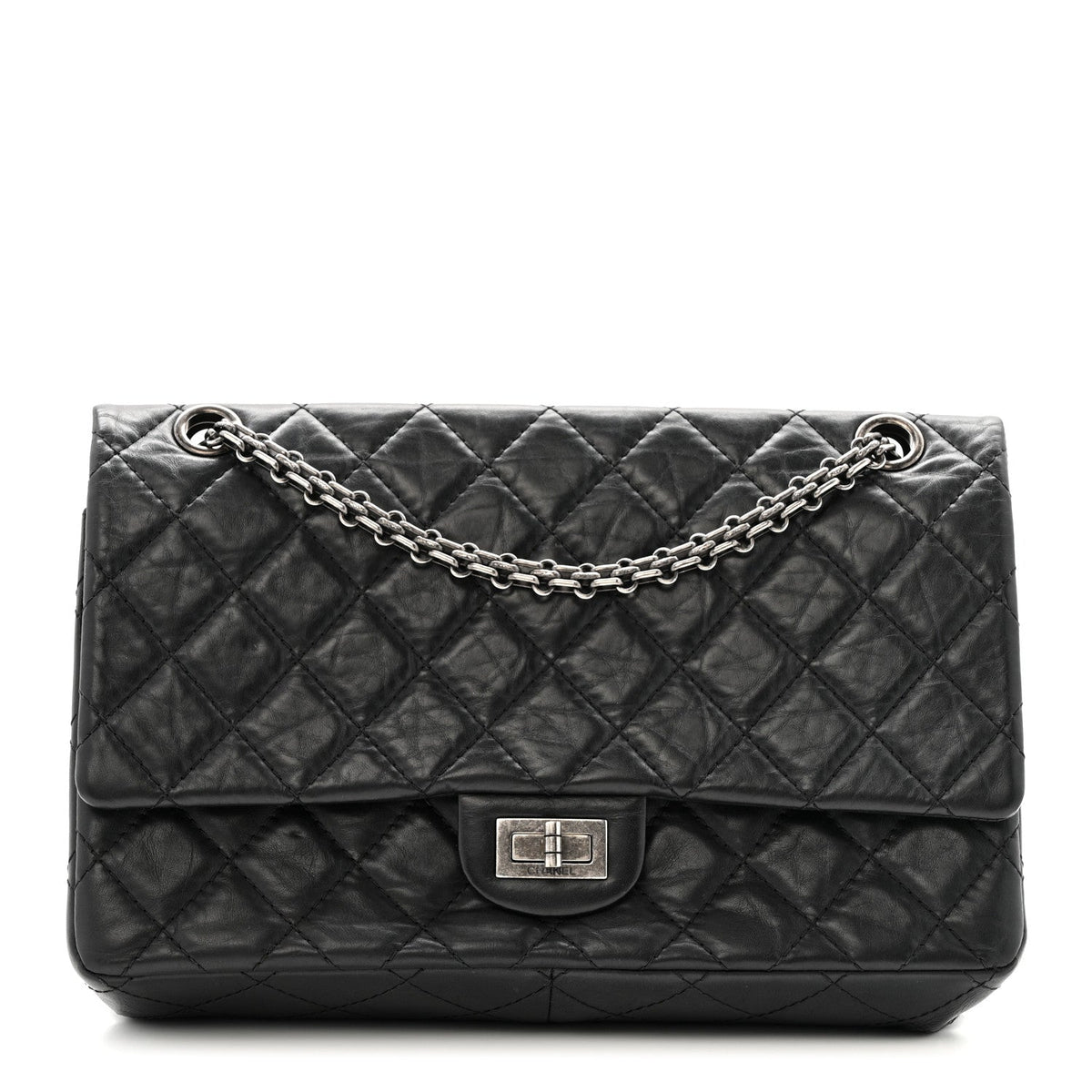 Aged Calfskin Quilted 2.55 Reissue 226 Flap Black