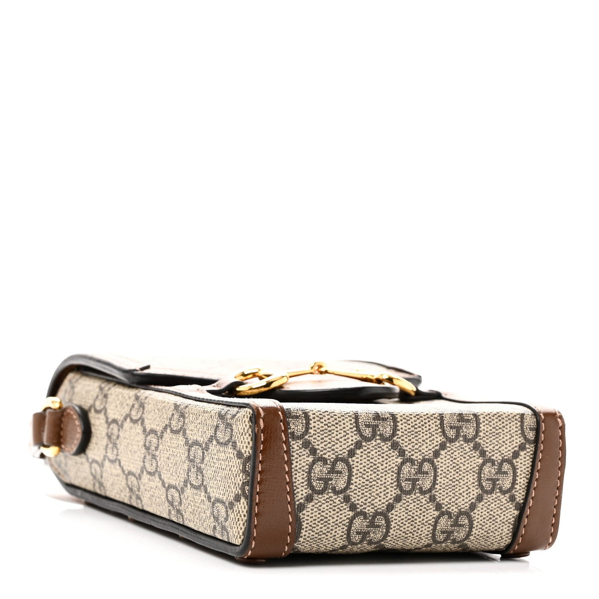 GG Supreme Monogram Mini Horsebit 1955 Crossbody Bag Beige Brown Sugar