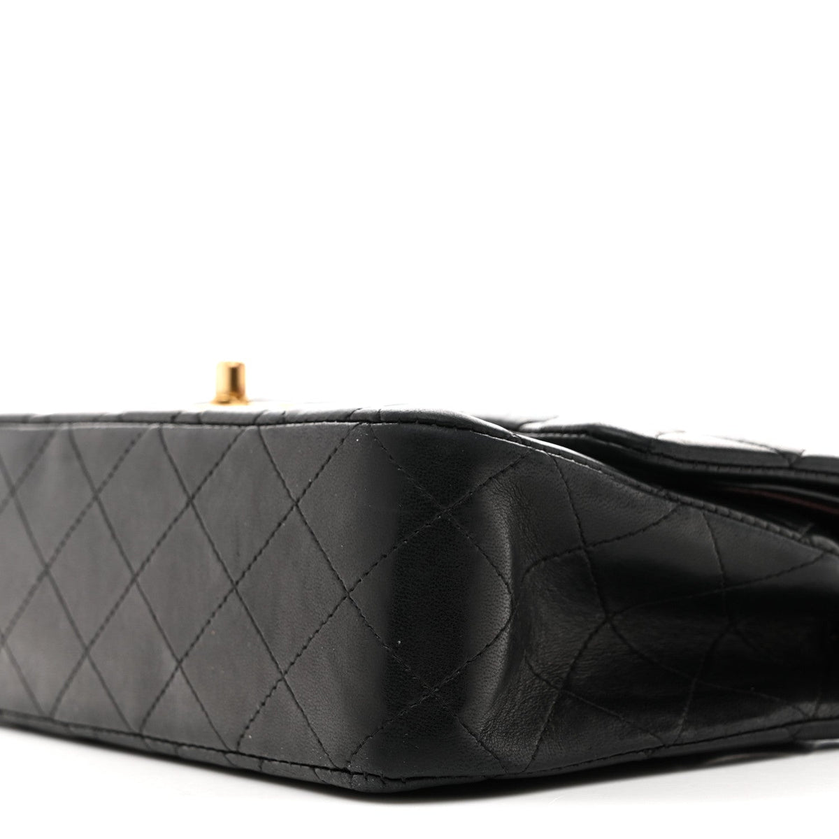 Lambskin Quilted Medium Double Flap Black