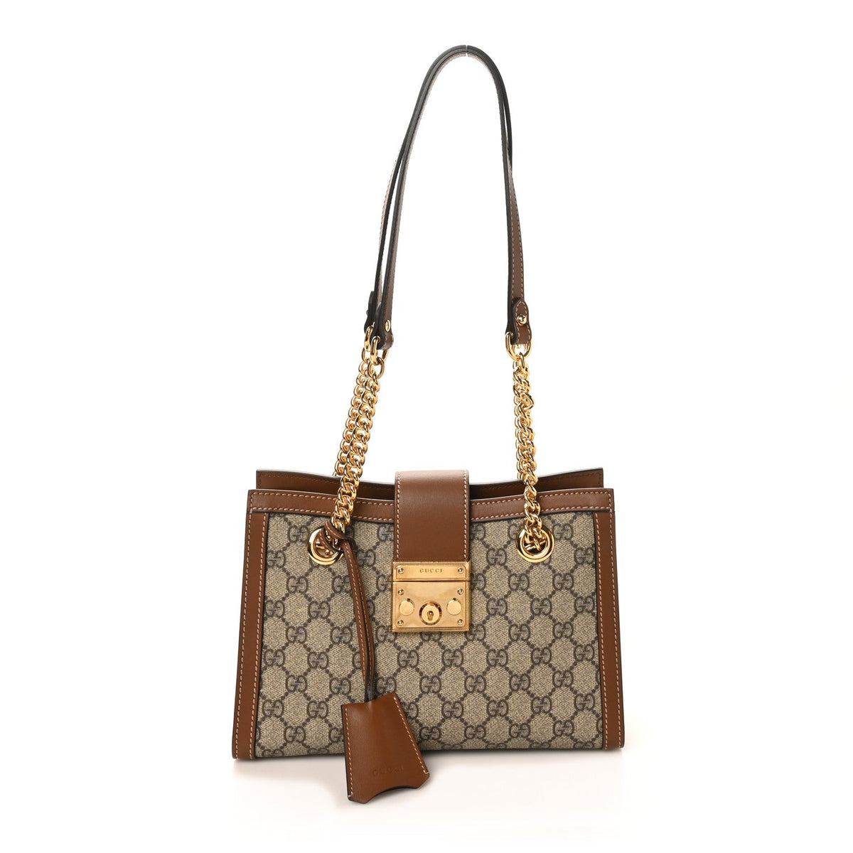 GG Supreme Monogram Calfskin Small Padlock Tote Beige Ebony Tuscany