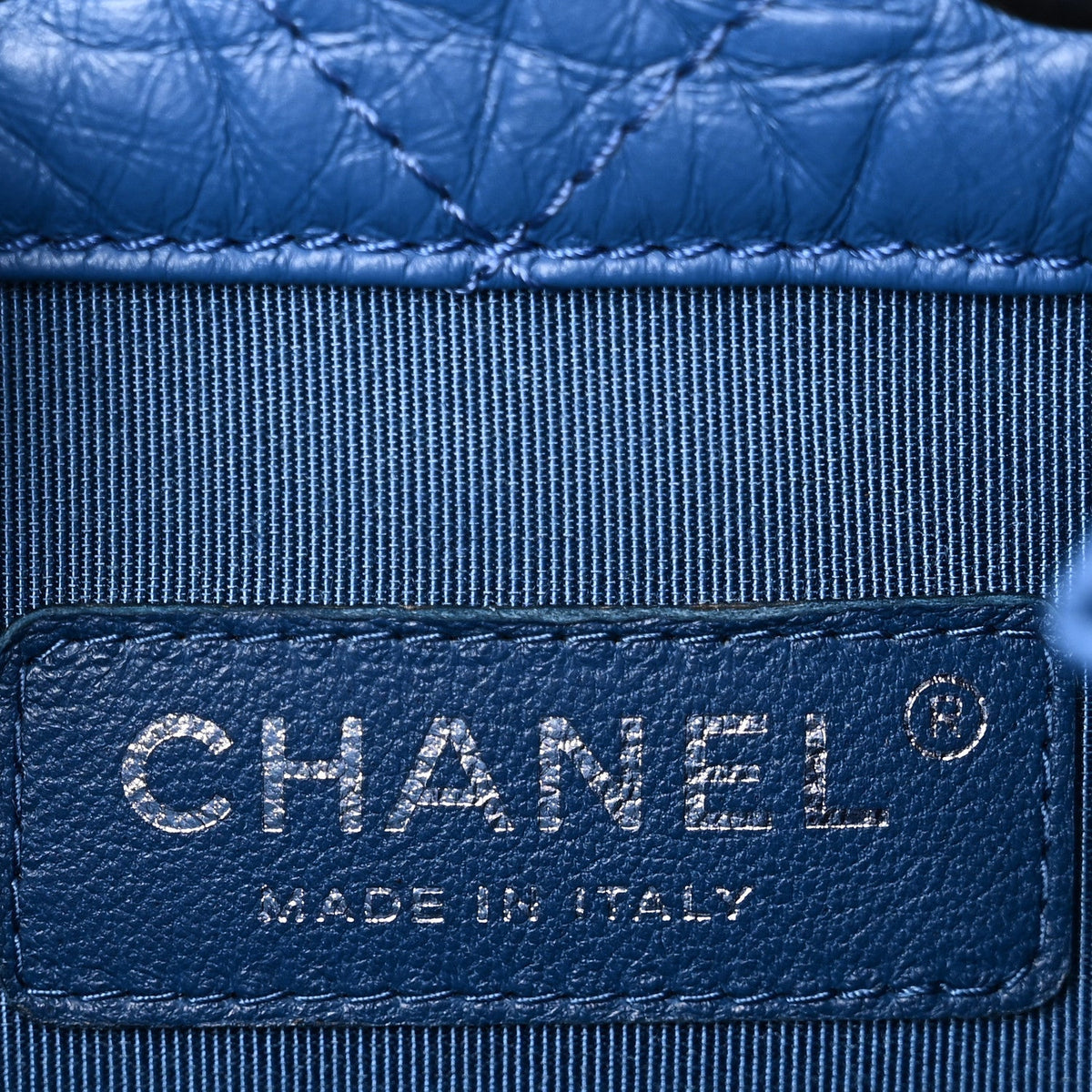 Aged Calfskin Quilted Small Gabrielle Backpack Blue