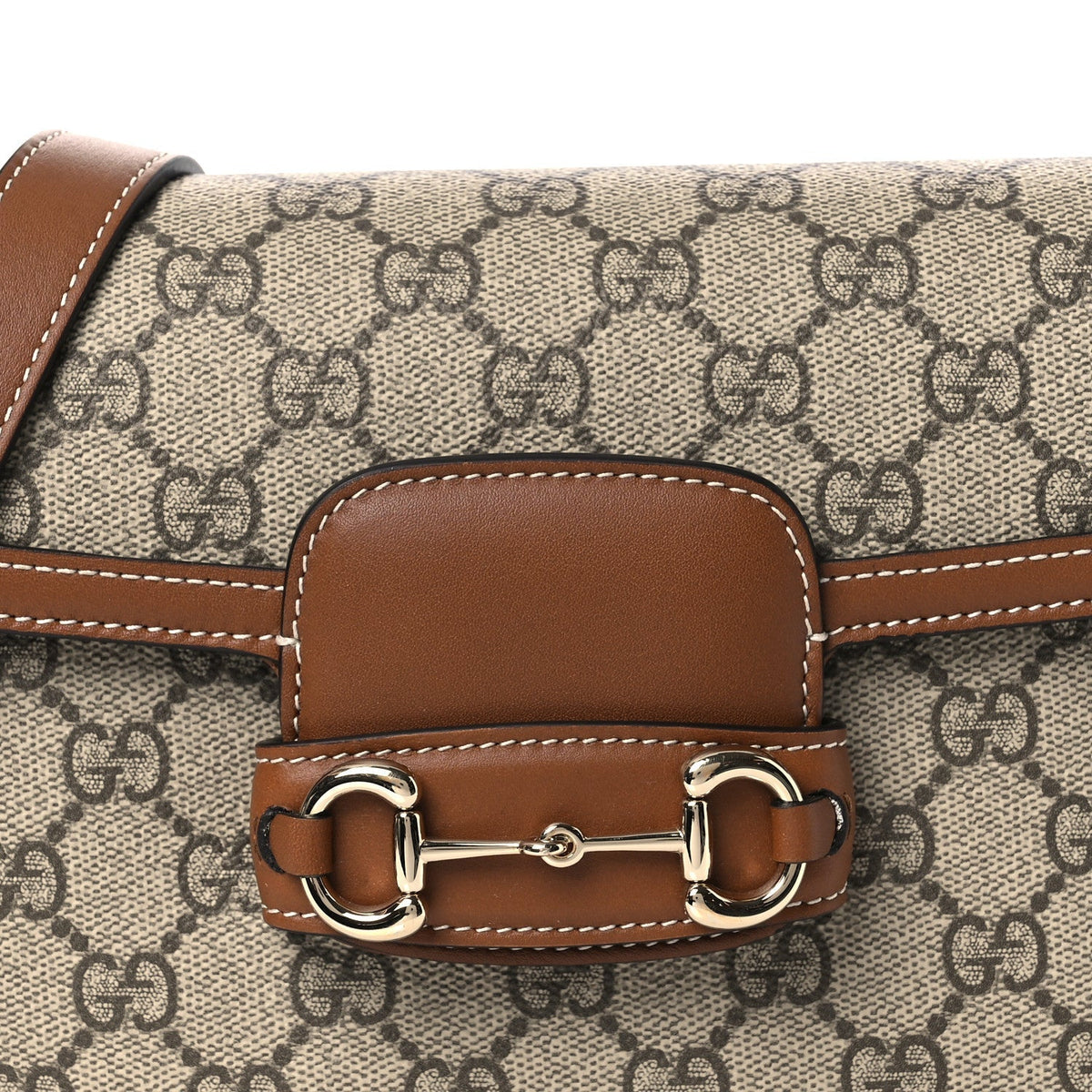 GG Supreme Monogram Duomo Lux Horsebit 1955 Soft Small Shoulder Bag Beige Ebony Sundial