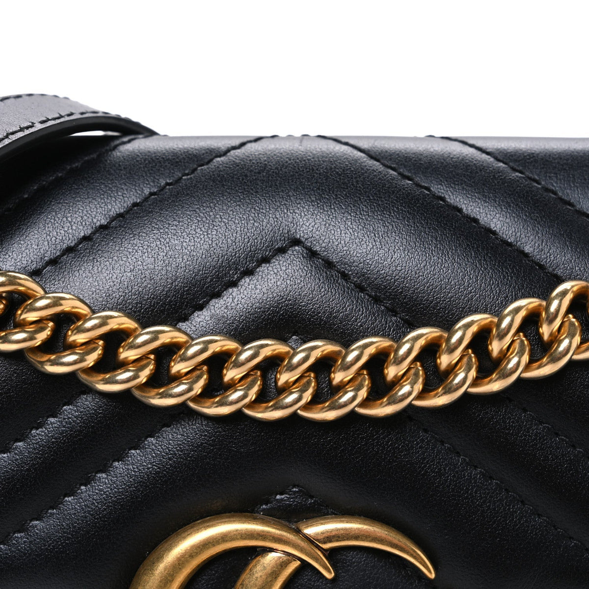 Calfskin Matelasse Mini GG Marmont Shoulder Bag Black