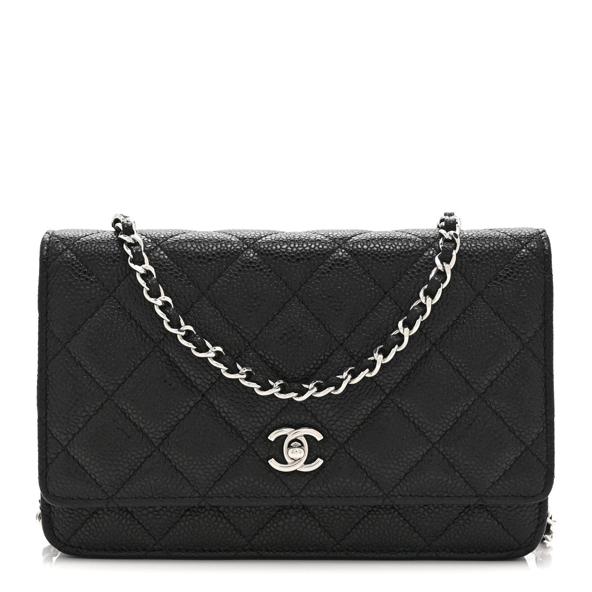 Caviar Quilted CC Turnlock Wallet On Chain WOC Black