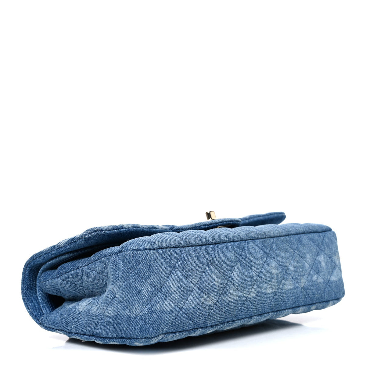 Denim Quilted Medium Double Flap Blue