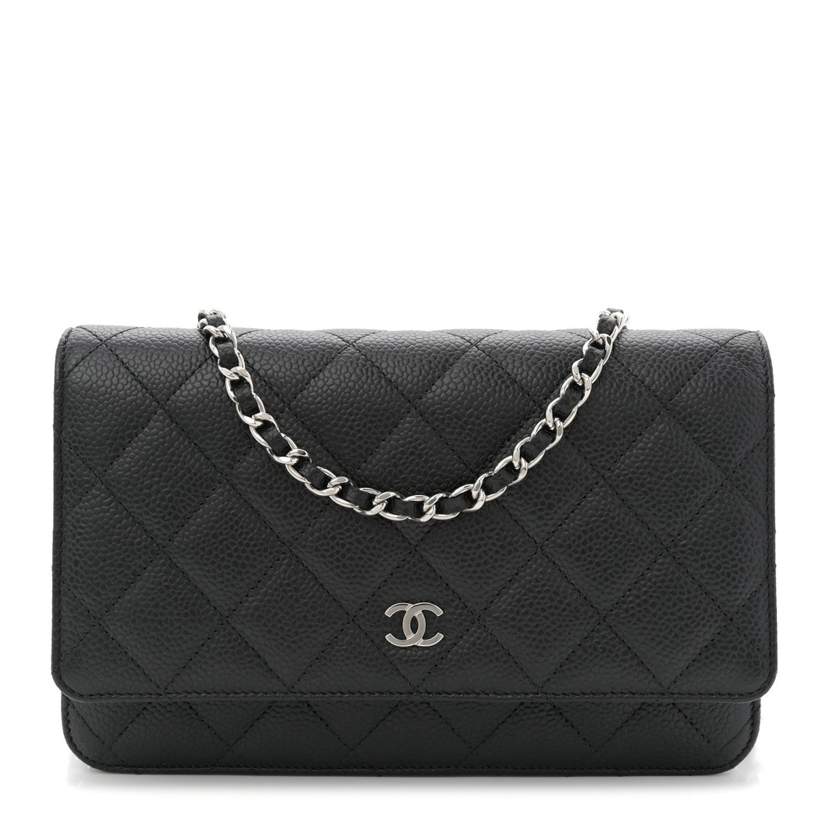 Caviar Quilted Wallet on Chain WOC Black