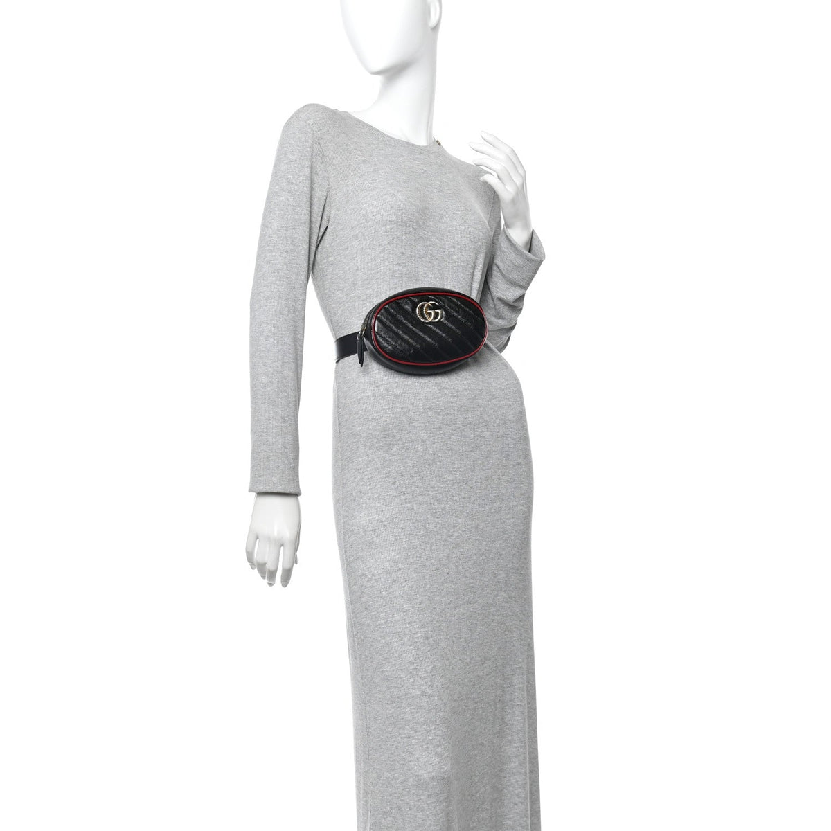 Azalea Calfskin Matelasse Diagonal Torchon GG Marmont Belt Bag 85 34 Black Romantic Cerise