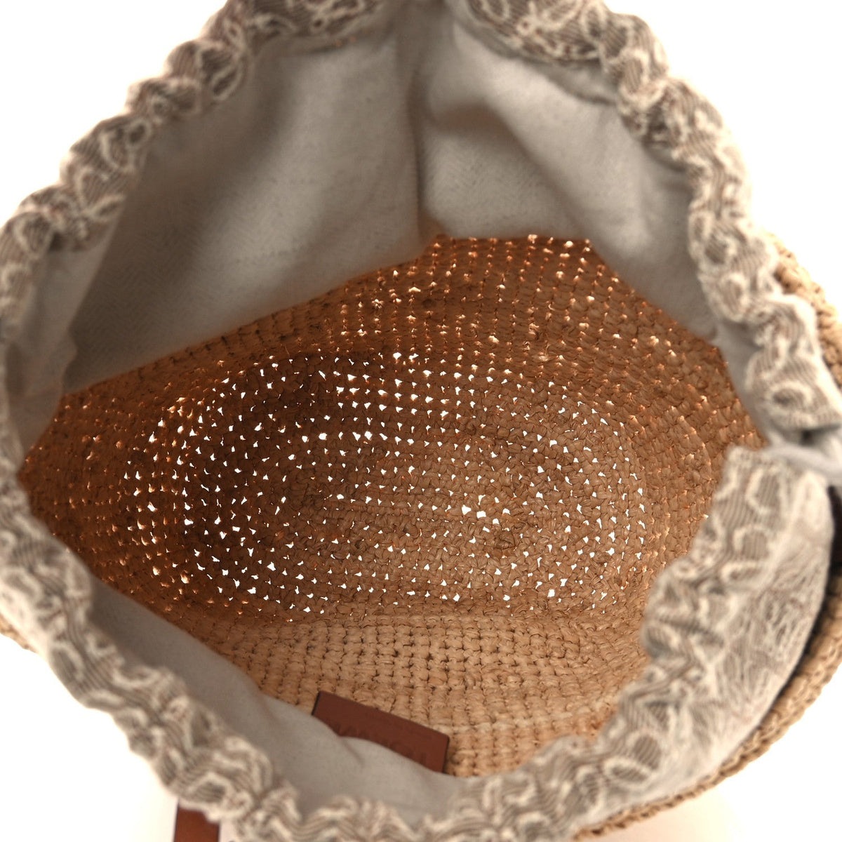 Calfskin Raffia Anagram Paulas Ibiza Pochette Bag Natural Tan