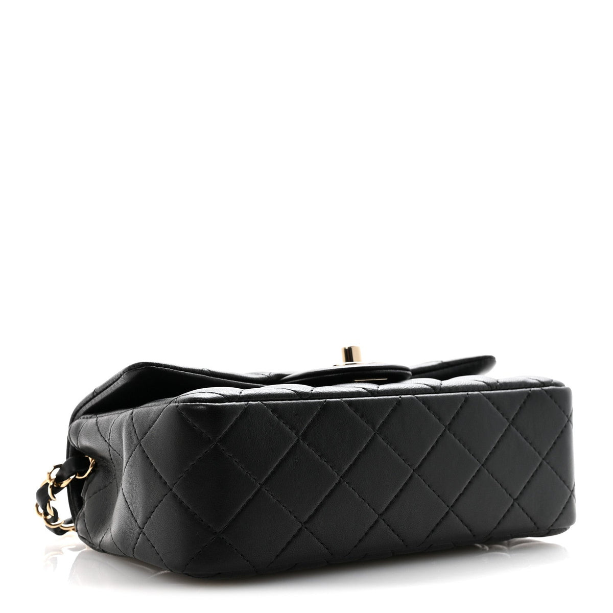 Lambskin Quilted Mini Rectangular Flap Black