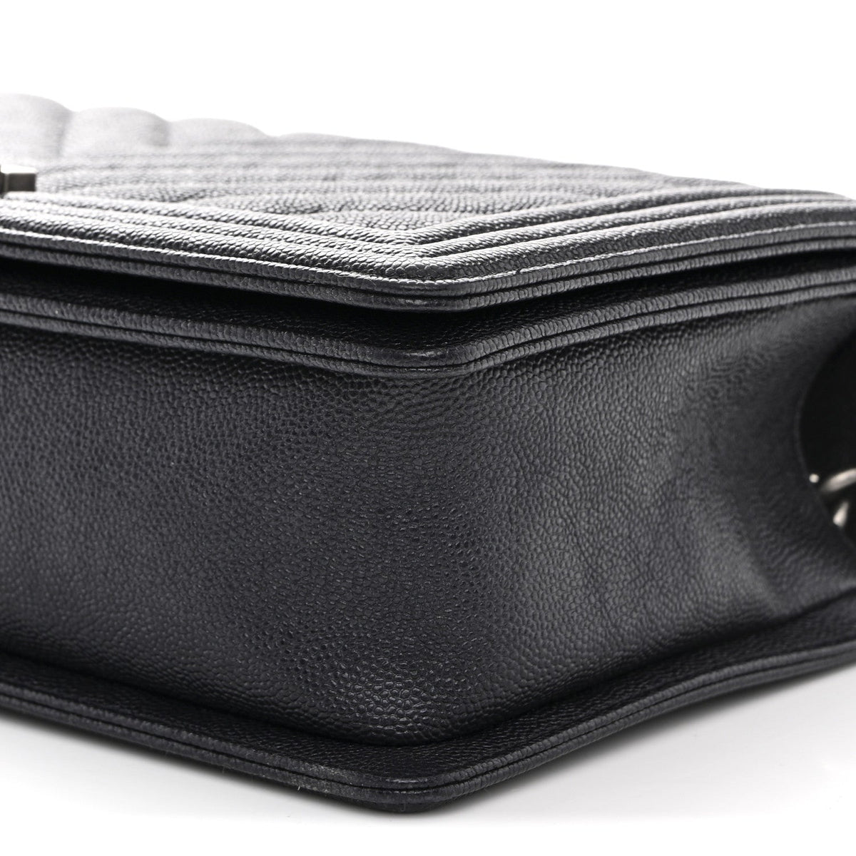 Caviar Chevron Quilted New Medium Boy Flap Dark Navy Blue