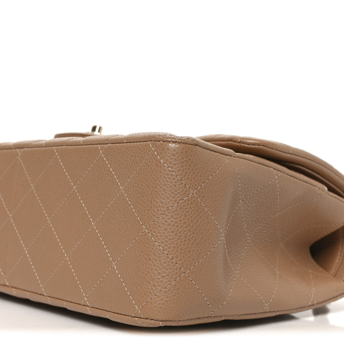 Caviar Quilted Jumbo Double Flap Beige
