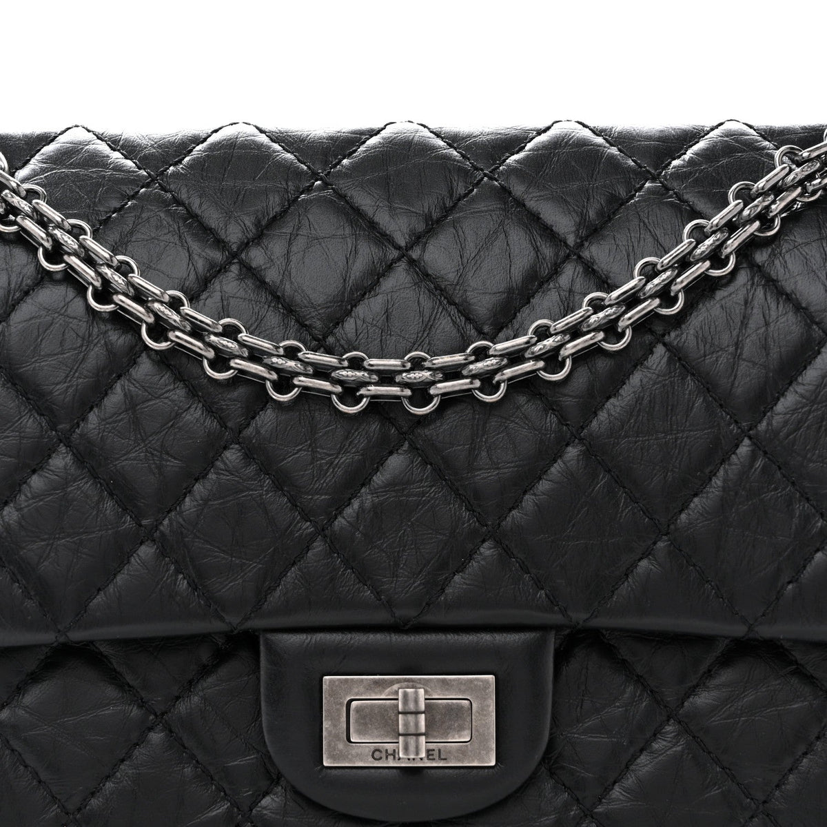 Aged Calfskin Quilted 2.55 Reissue 225 Flap Black