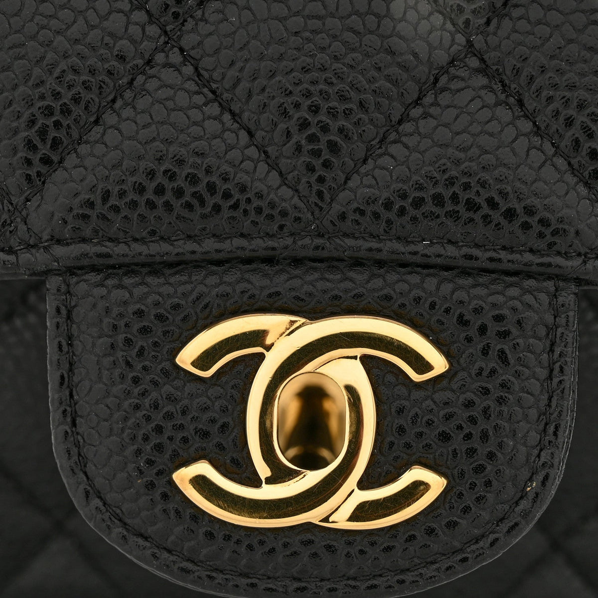 Caviar Quilted Medium Double Flap Black