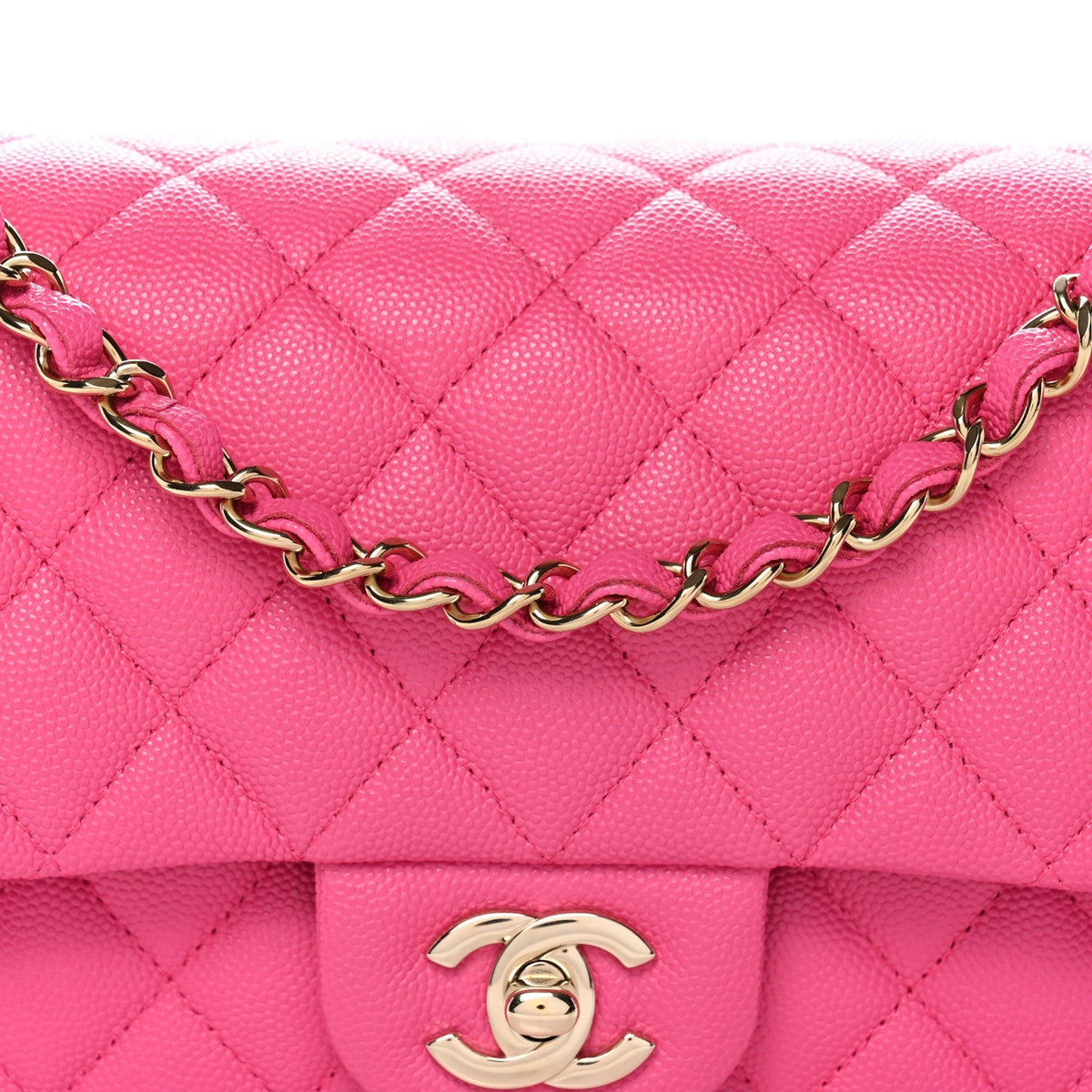 Caviar Quilted Medium Double Flap Dark Pink