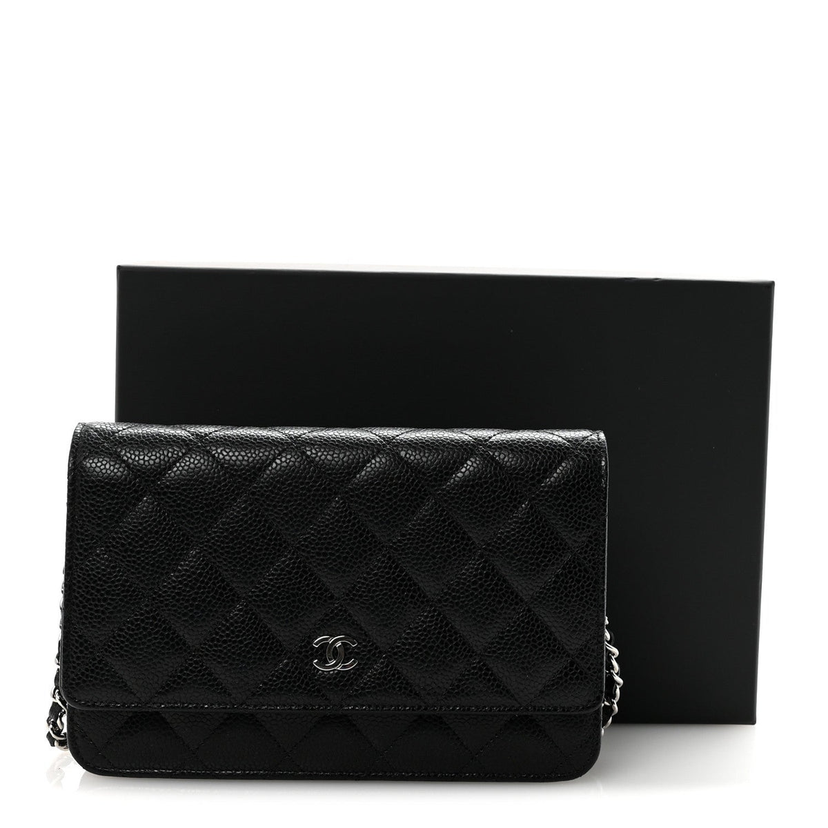 Caviar Quilted Wallet on Chain WOC Black