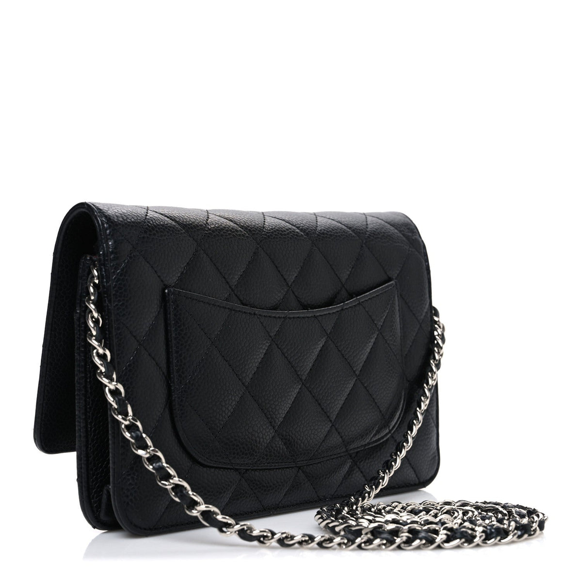 Caviar Quilted Wallet on Chain WOC Black