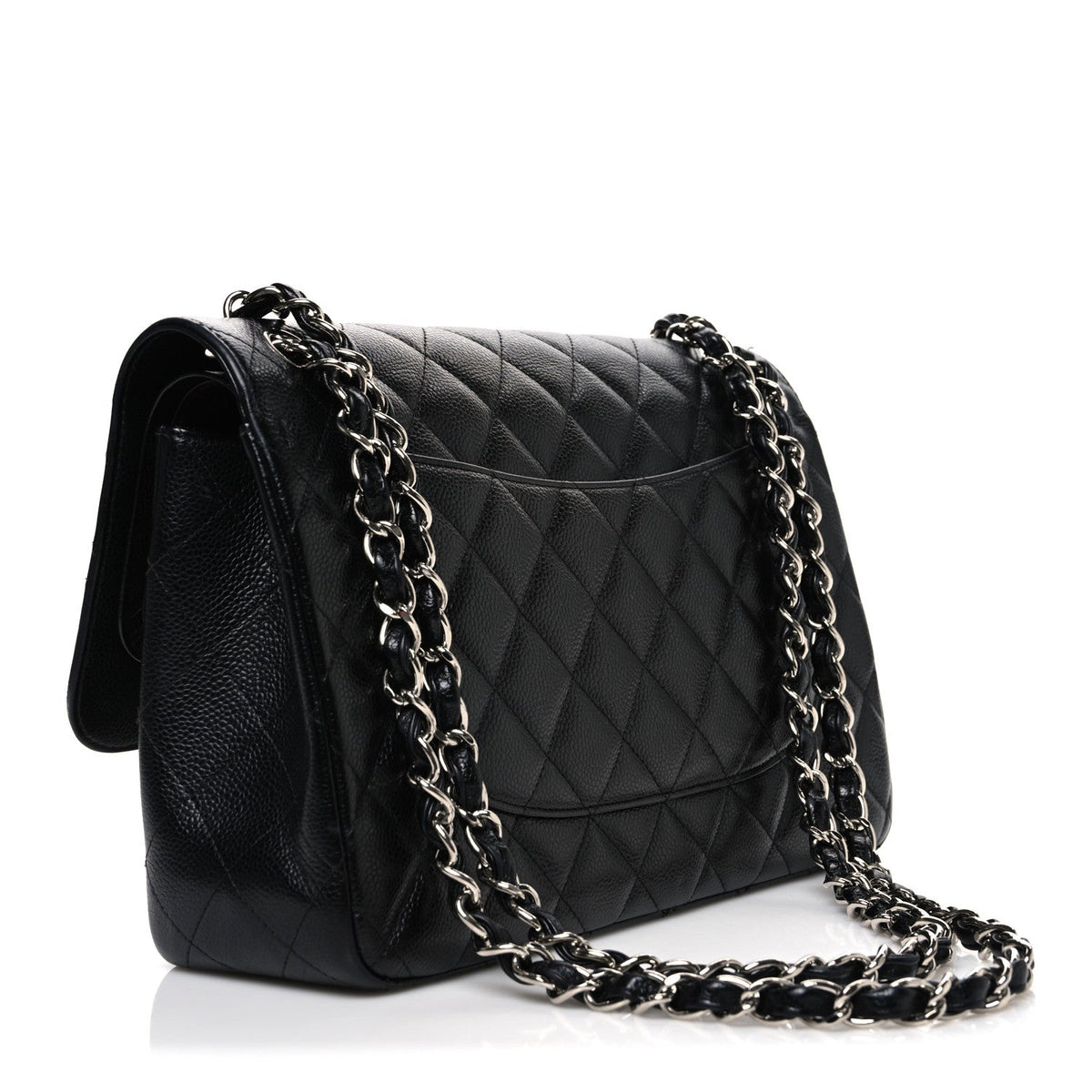 Caviar Quilted Jumbo Double Flap Black