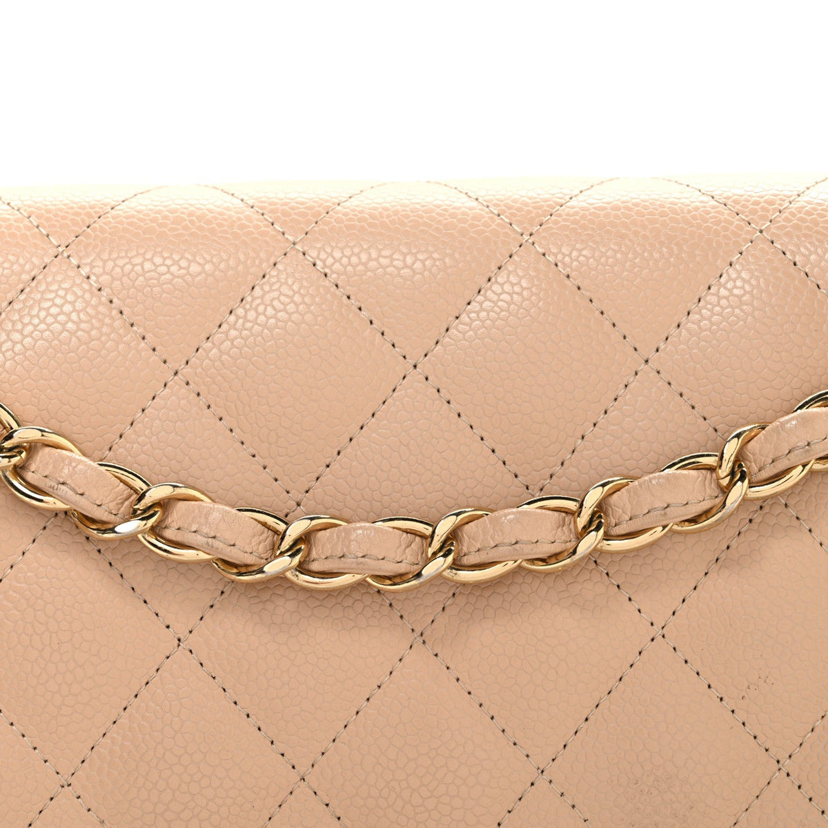 Caviar Quilted Jumbo Double Flap Beige Clair