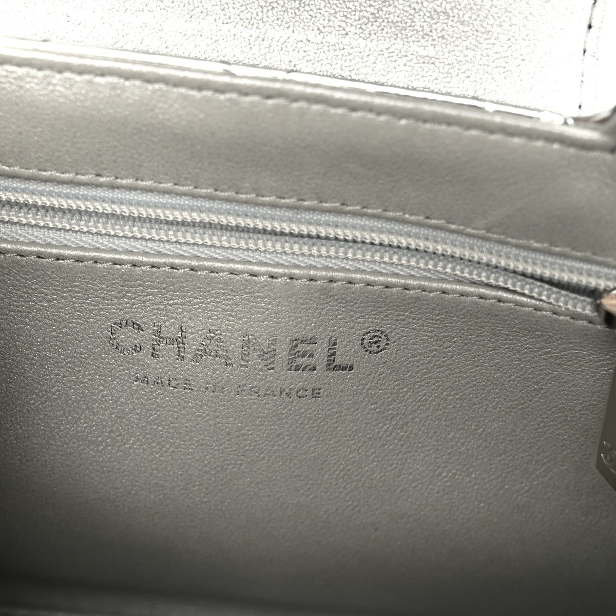 Mirror Calfskin Metallic Calfskin Quilted Nano Kelly Shopper Silvery