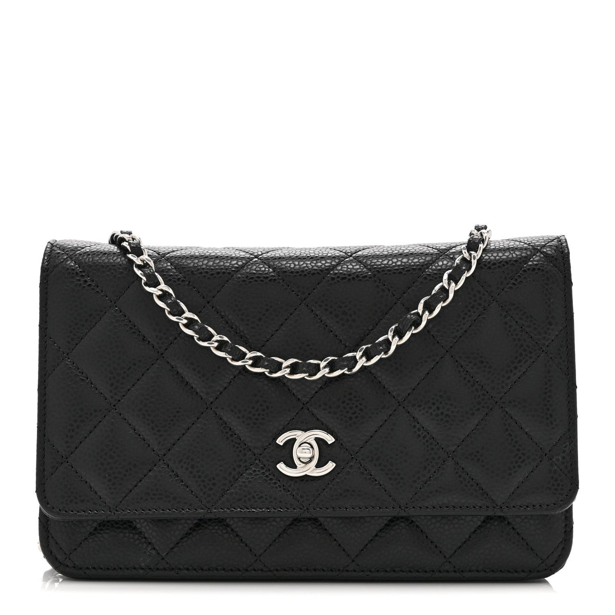 Caviar Quilted CC Turnlock Wallet On Chain WOC Black