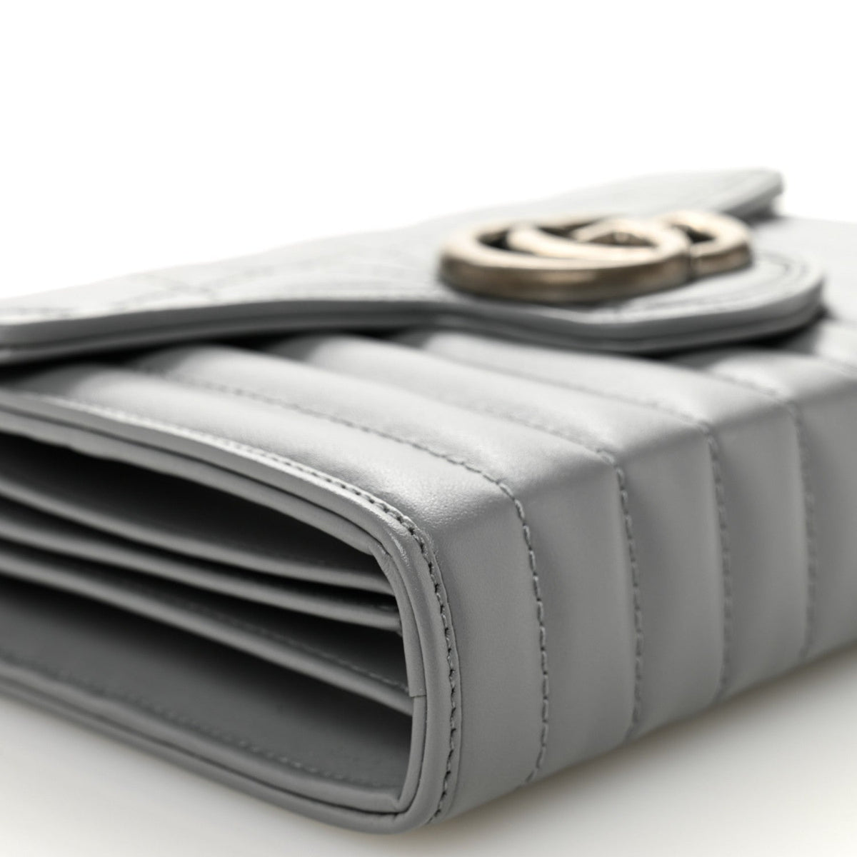 Calfskin Matelasse Aria GG Marmont Chain Wallet Deep Grey