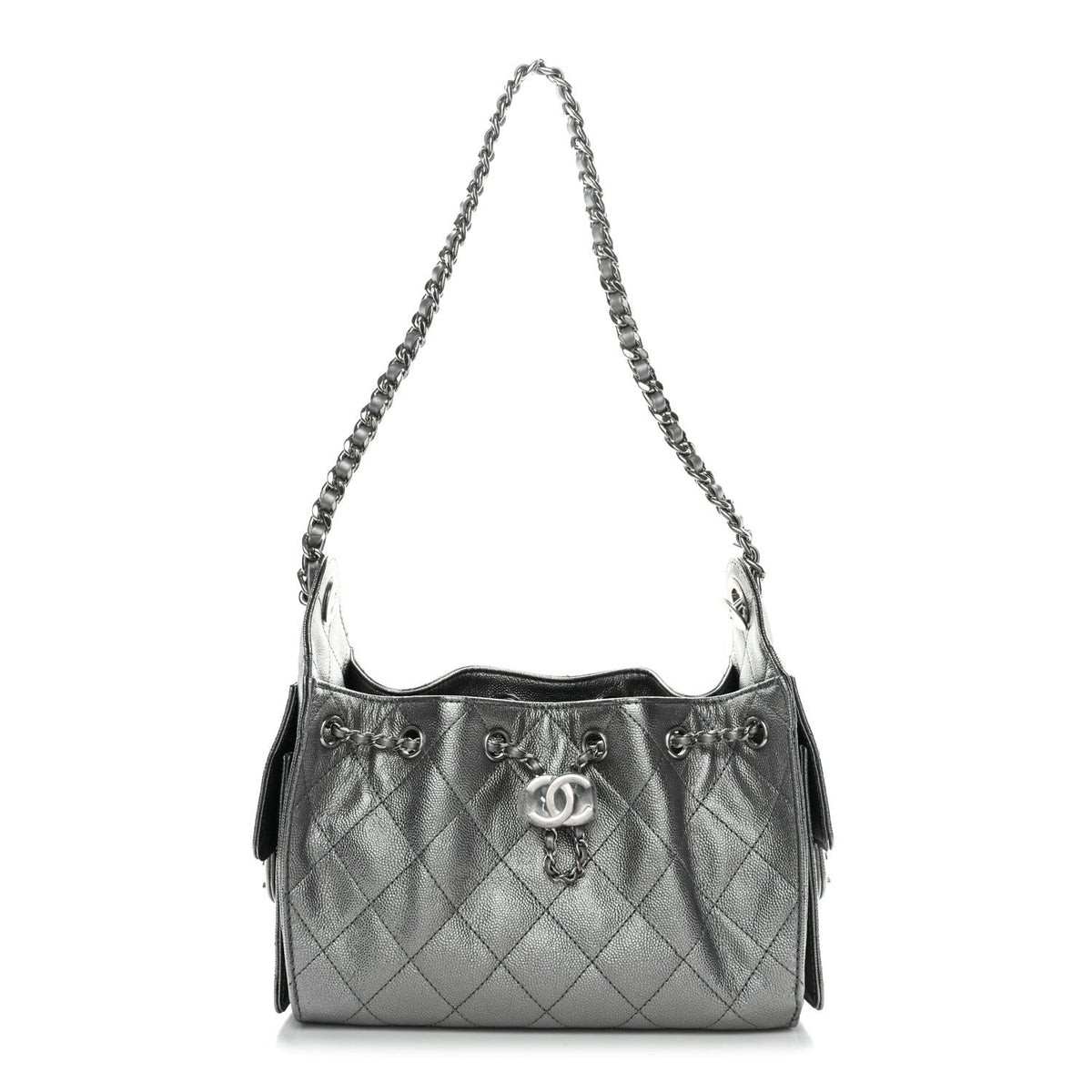 Metallic Caviar Quilted Mini Chanel 25 Handbag Anthracite