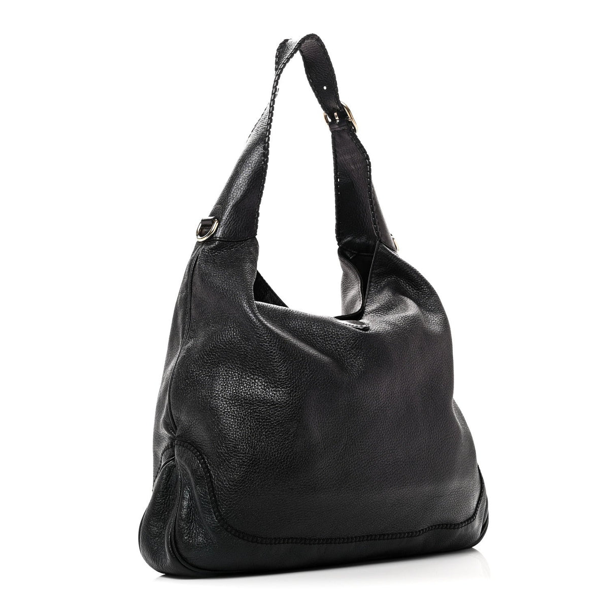Pebbled Calfskin Medium New Jackie Shoulder Bag Black