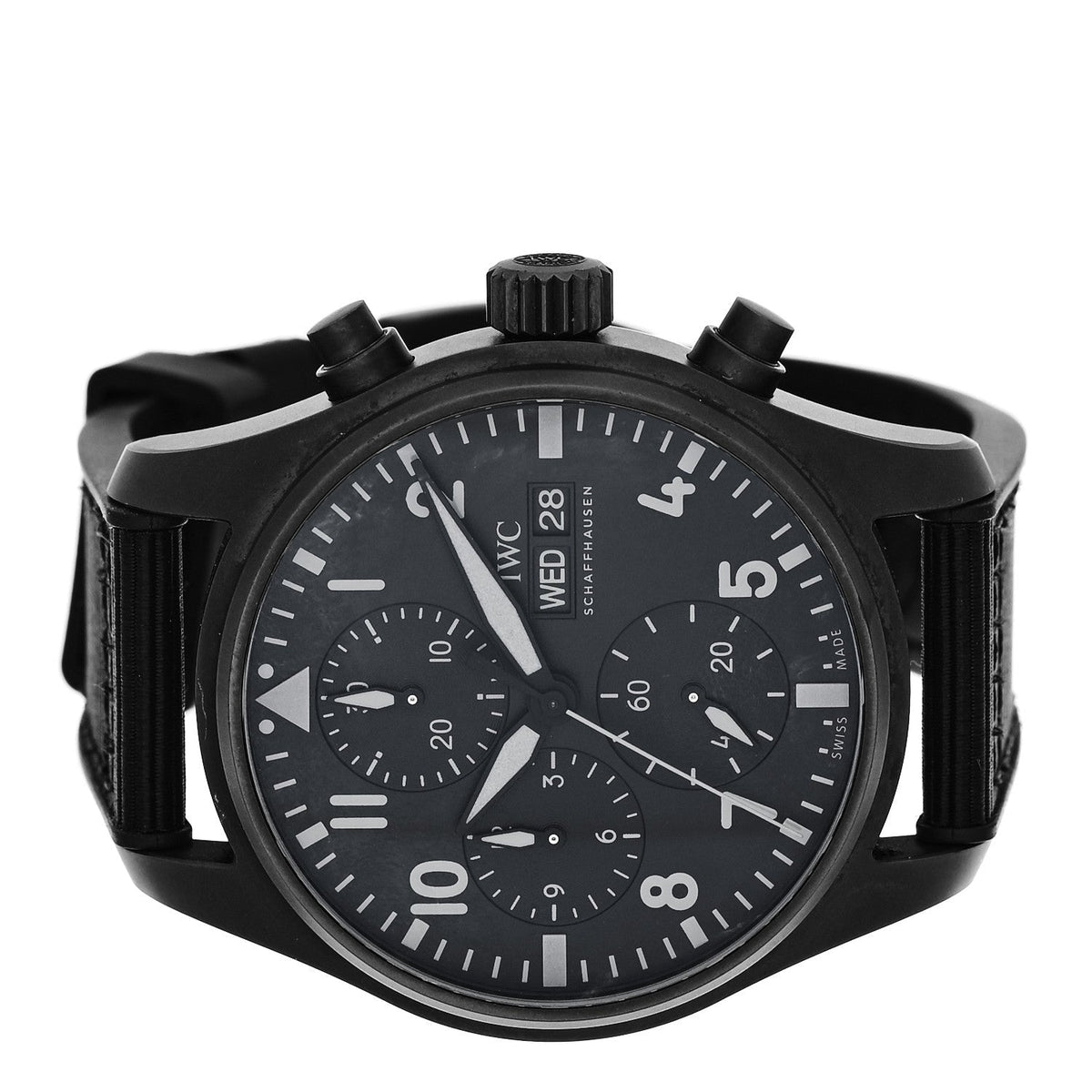 Ceramic Titanium Textile 41mm Pilot Top Gun Chronograph Automatic Watch Black IW388106