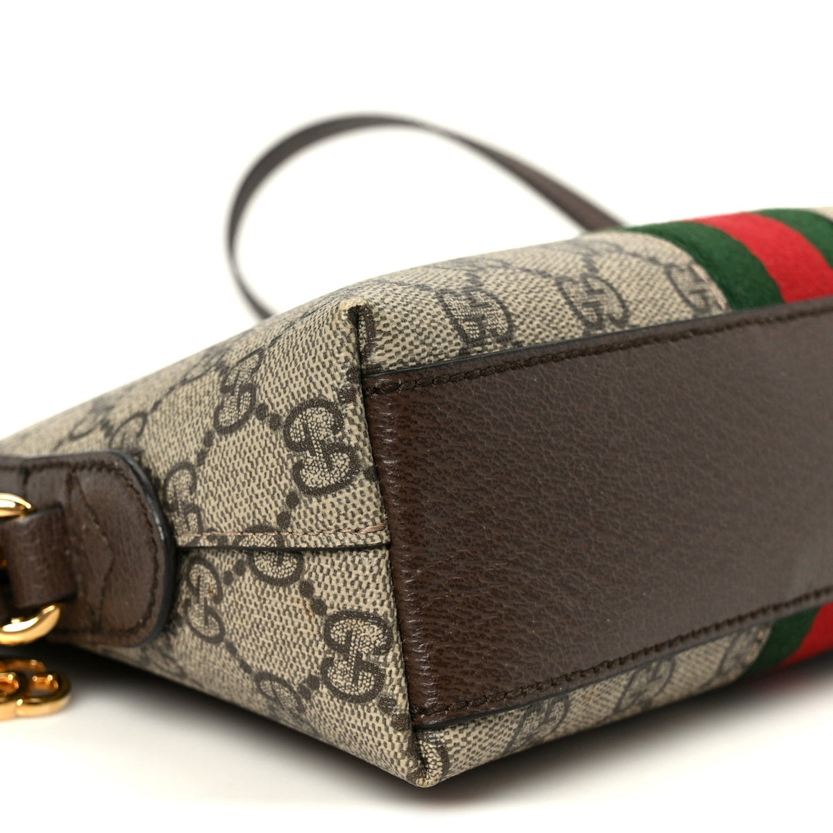 GG Supreme Monogram Textured Dollar Calfskin Web Small Ophidia Dome Shoulder Bag Beige Ebony New Acero