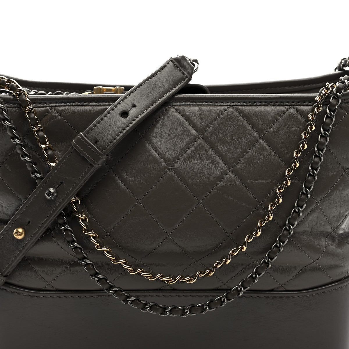 Aged Calfskin Quilted Medium Gabrielle Hobo Grey