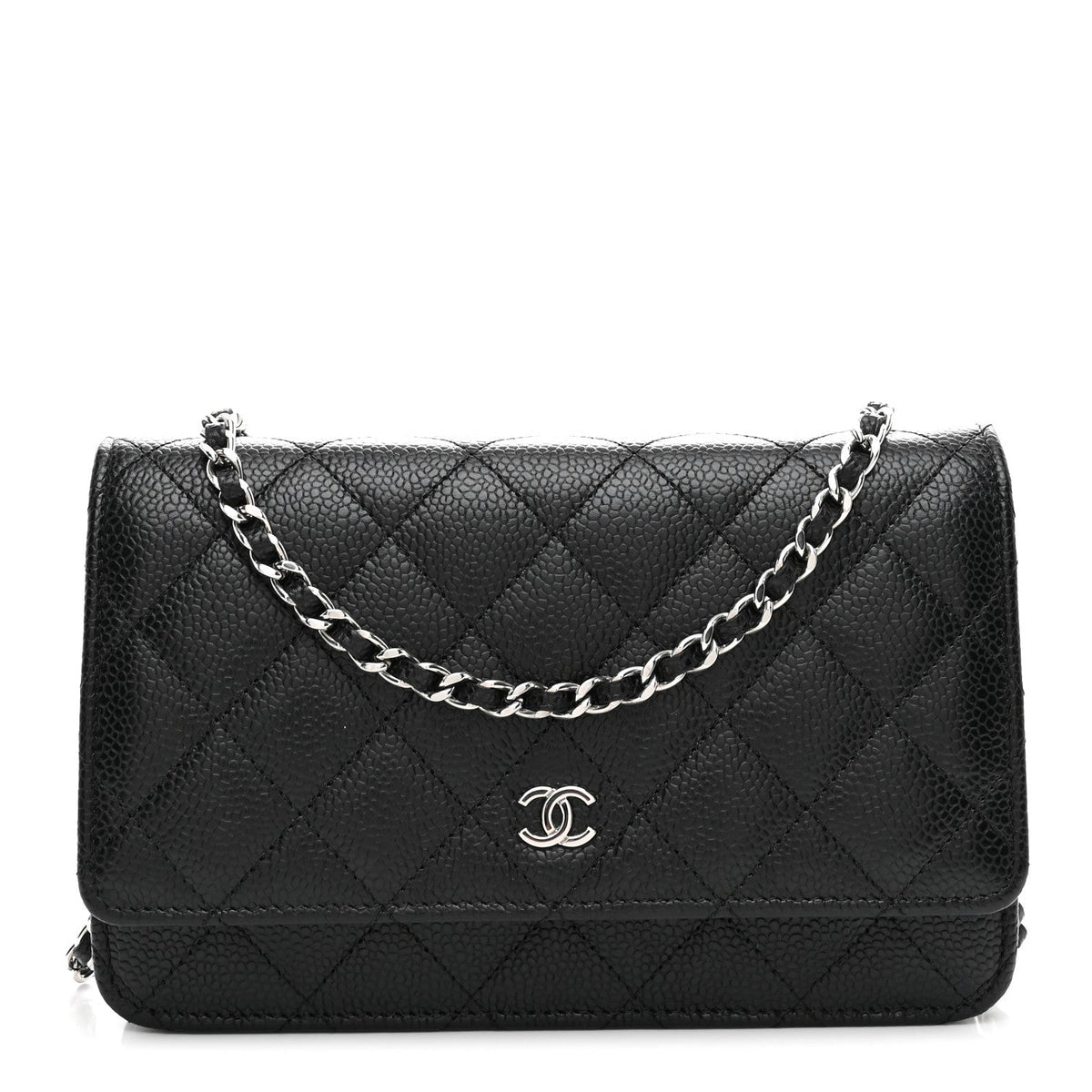 Caviar Quilted Wallet on Chain WOC Black