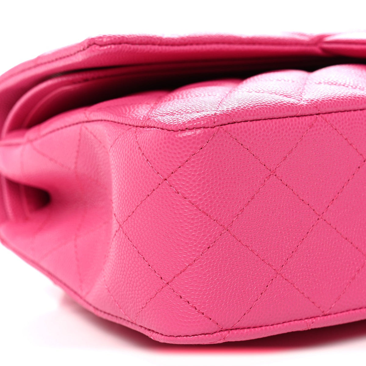 Caviar Quilted Medium Double Flap Dark Pink