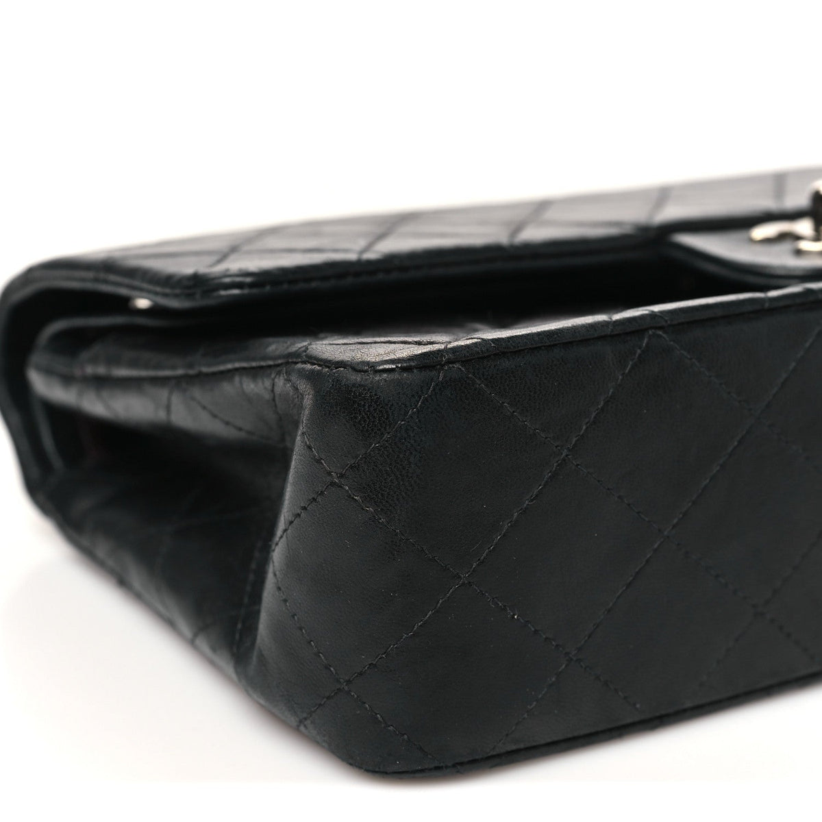 Lambskin Quilted Medium Double Flap Black