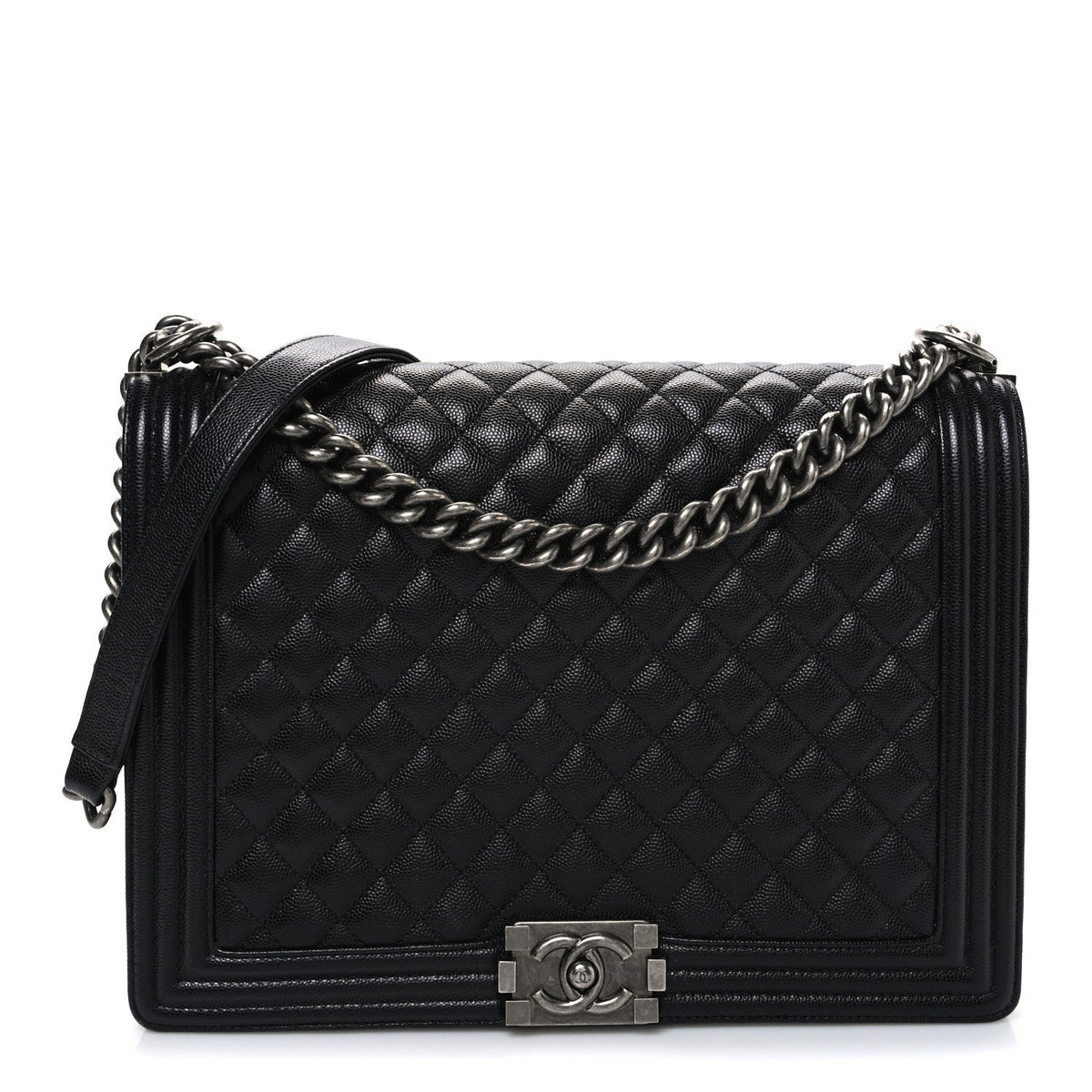 Caviar Quilted Large Boy Flap Black
