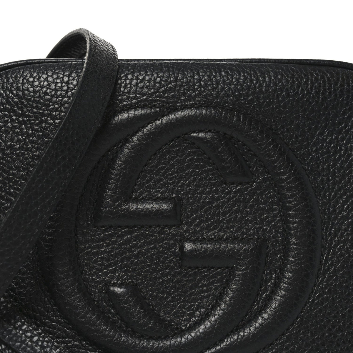 Pebbled Calfskin Small Soho Disco Bag Black