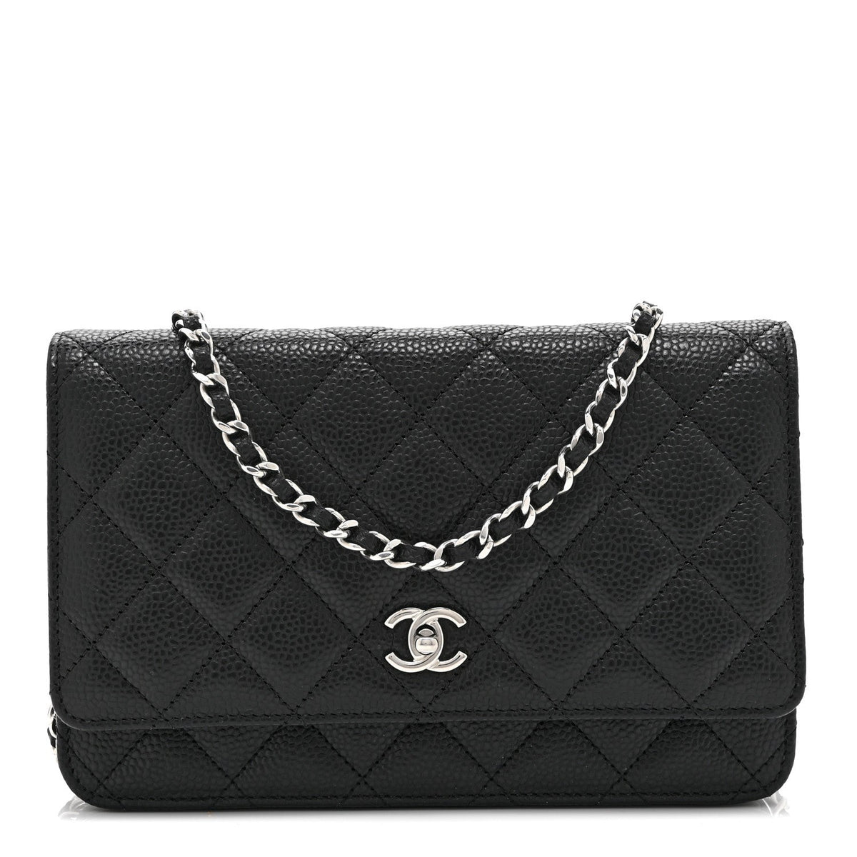 Caviar Quilted CC Turnlock Wallet On Chain WOC Black