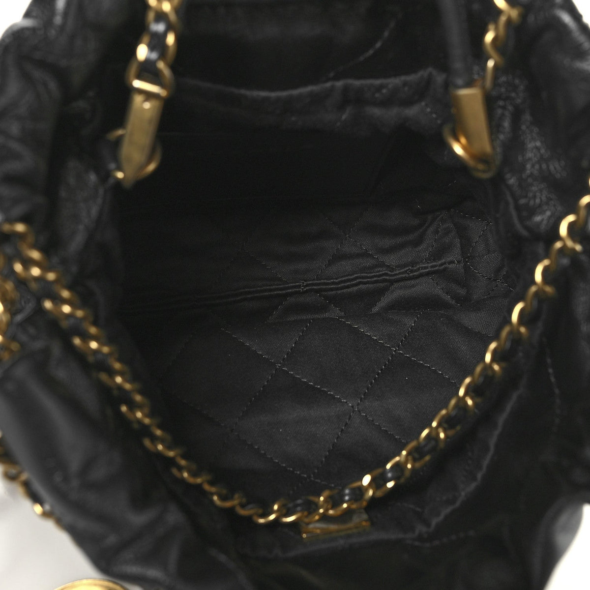 Shiny Calfskin Quilted Mini Chanel 22 Black