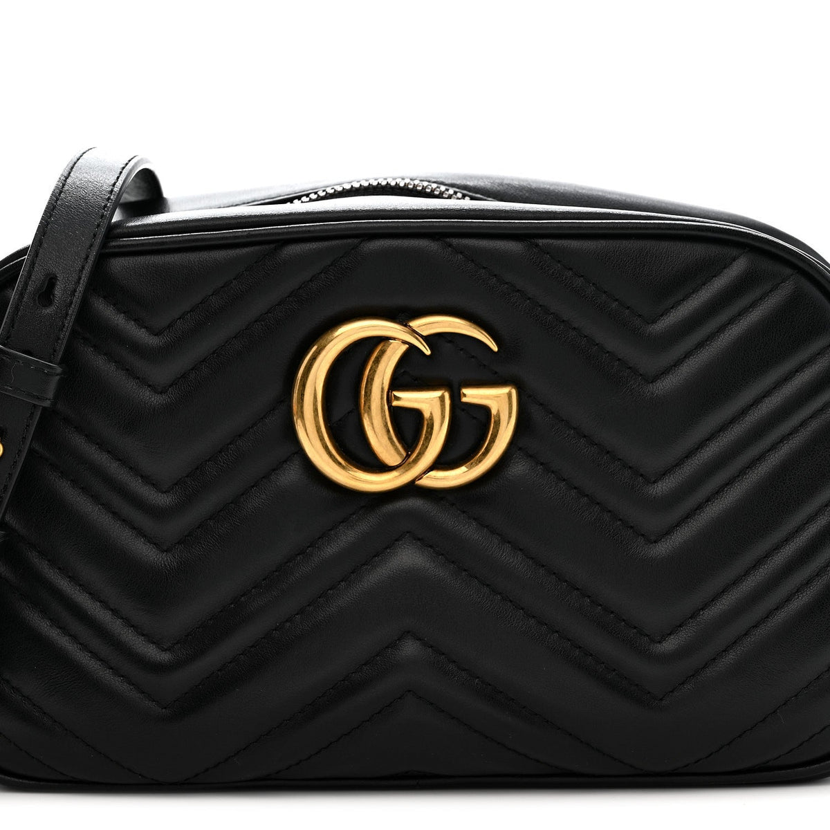 Calfskin Matelasse Small GG Marmont Chain Shoulder Bag Black