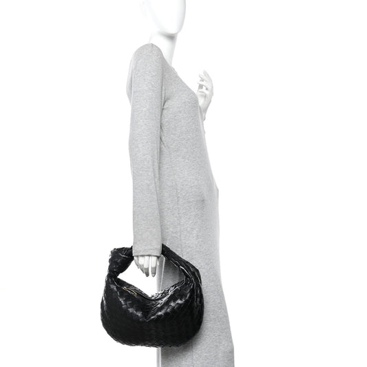 Nappa Intrecciato Teen Jodie Hobo Black