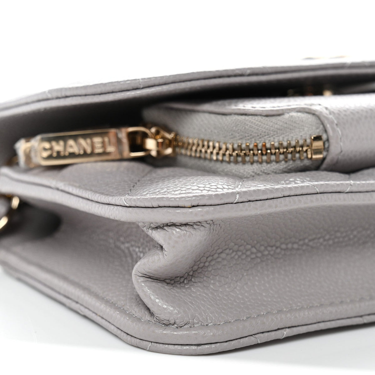 Caviar Quilted Mini Business Affinity Flap Grey